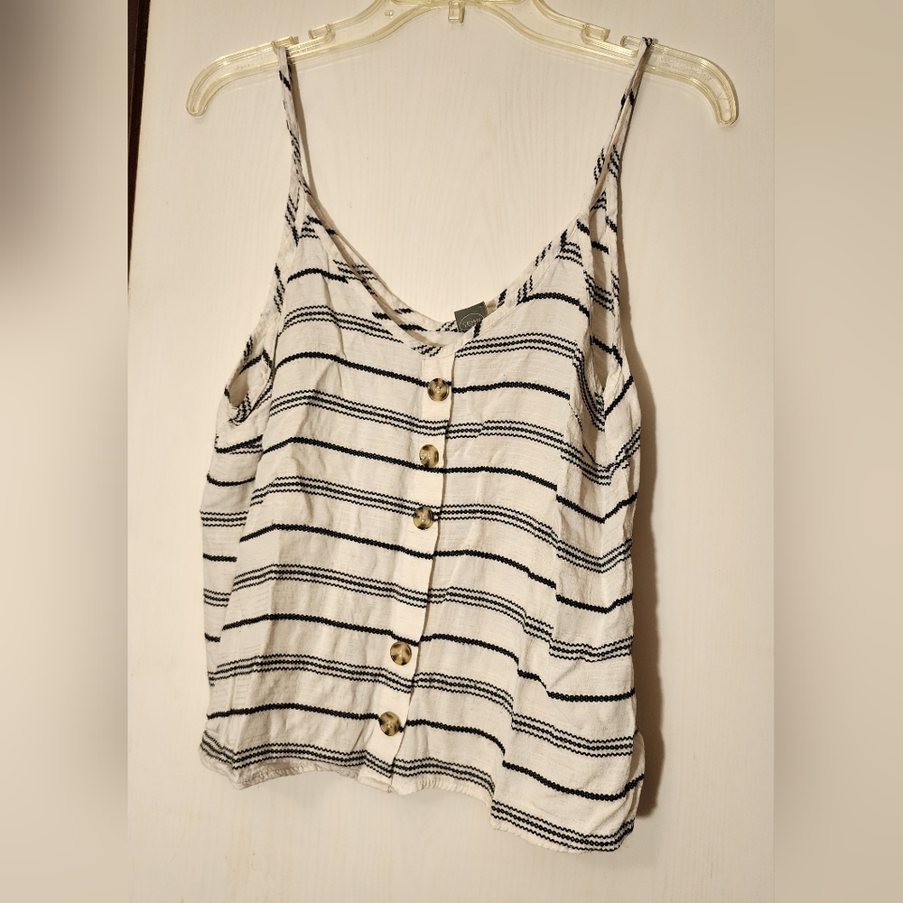 Paper Crane. White and Blue Tank. Size M